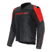 GIACCA DA MOTO IN PELLE TRAFORATA DAINESE RACING 5 NERA/ROSSO FLUO