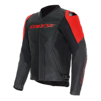 GIACCA DA MOTO IN PELLE TRAFORATA DAINESE RACING 5 NERA/ROSSO FLUO