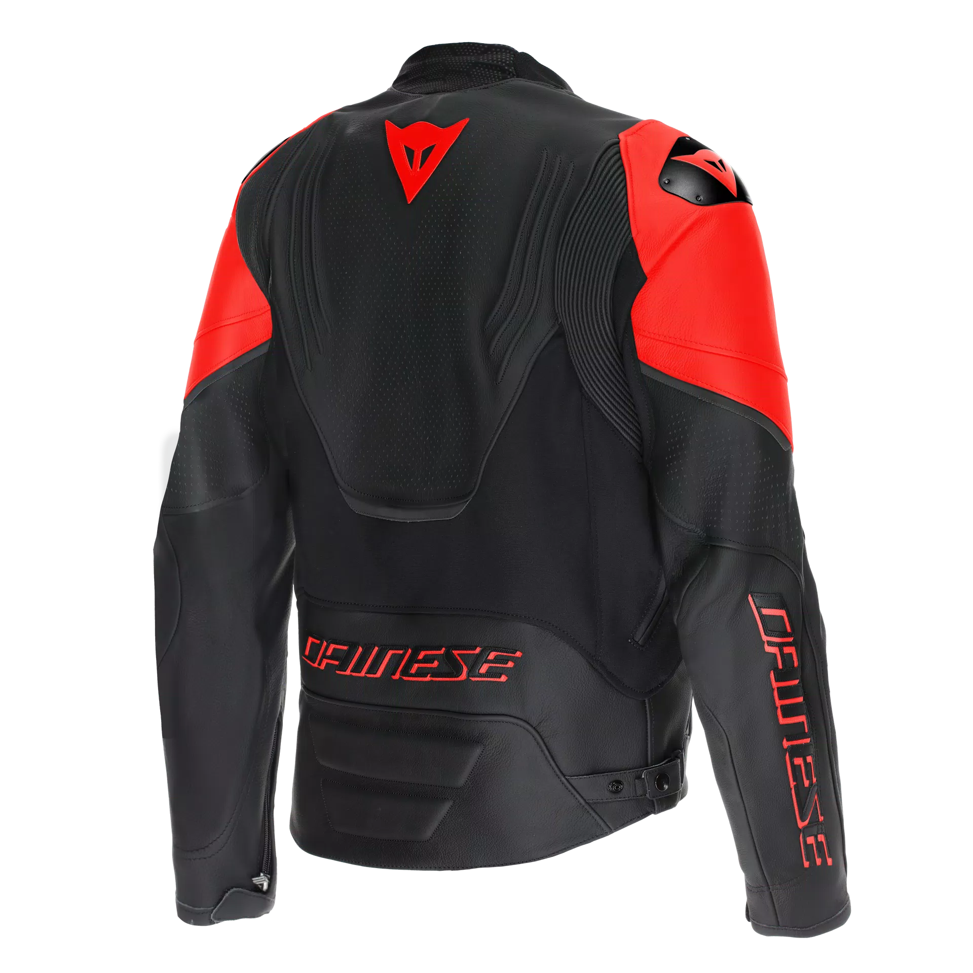 GIACCA DA MOTO IN PELLE TRAFORATA DAINESE RACING 5 NERA/ROSSO FLUO