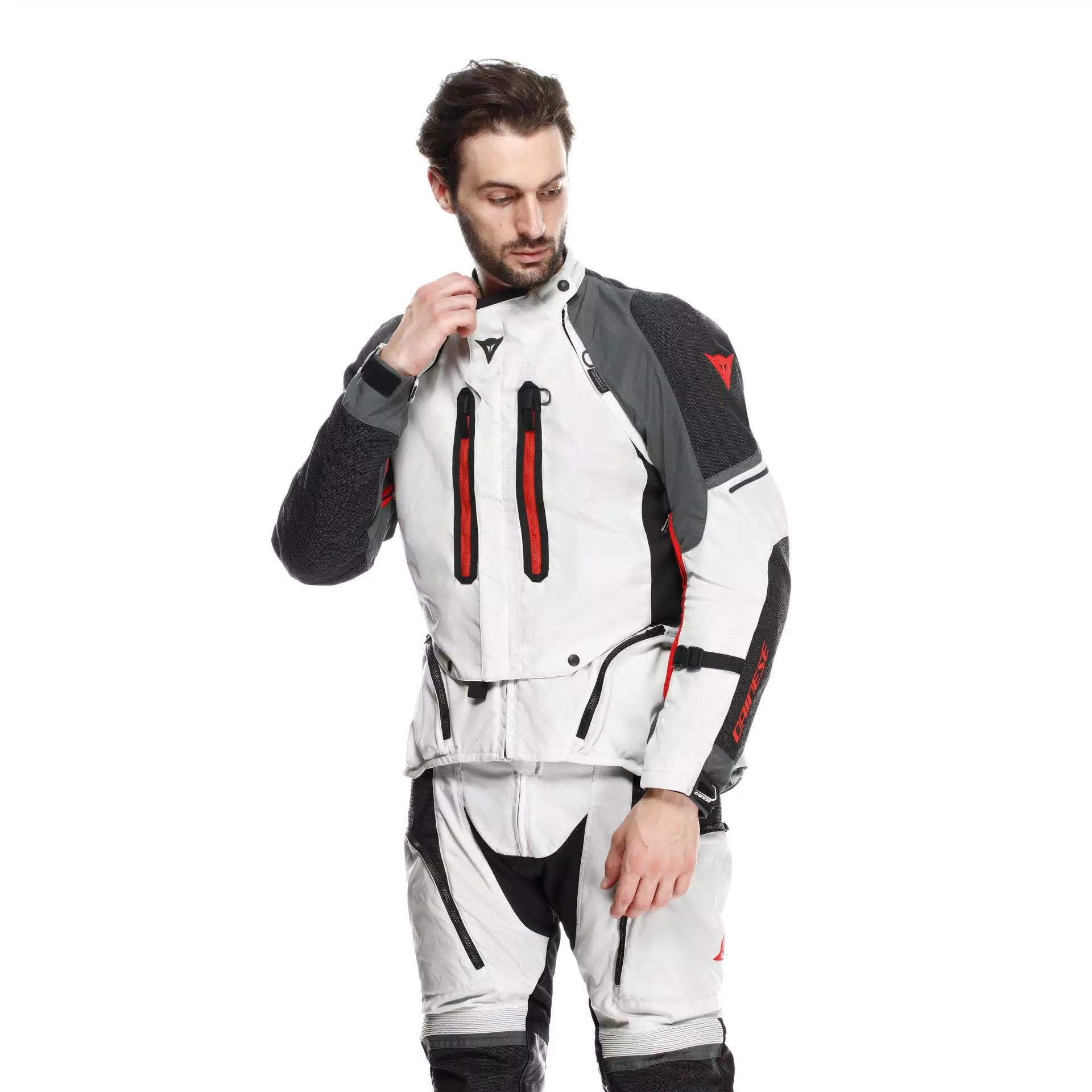 GIACCA DA MOTO IMPERMEABILE DAINESE SUPER ADVENTURE ABSOLUTESHELL GLACIER GREY/IRON GATE/RED