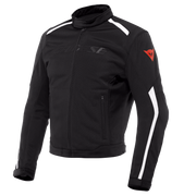 Dainese HydraFlux 2 Air waterproof perforated motorcycle jacket in black and white, with protective armor and breathable design.