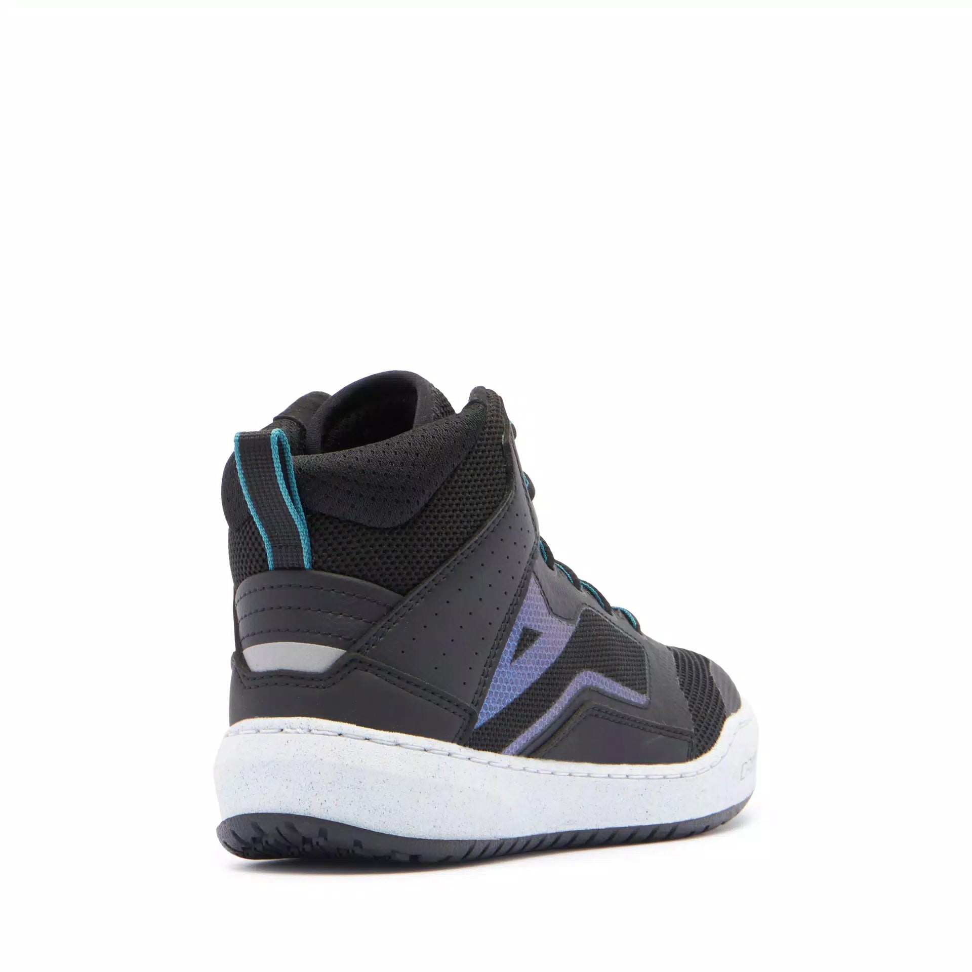 Dainese Suburb Air WMN women's summer motorcycle shoes in black, white, and harbor blue mesh fabric with protective design