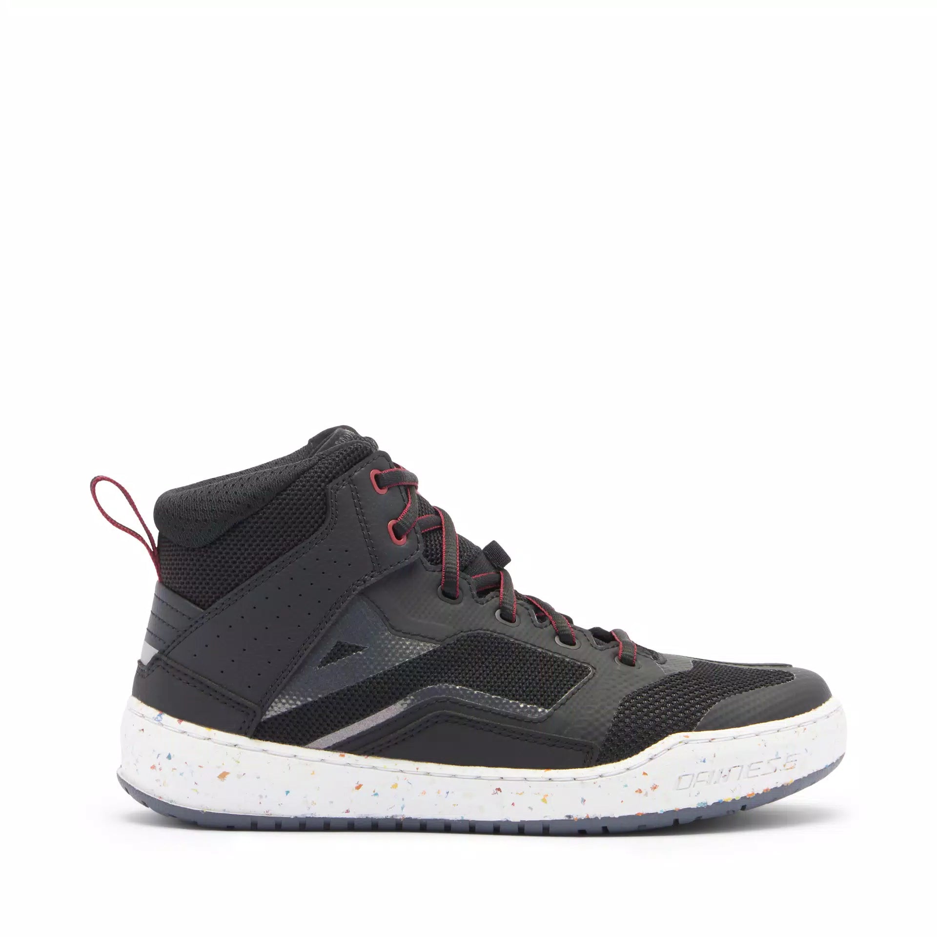 Dainese Suburb Air WMN women's summer motorcycle shoes in black, white, and apple butter with breathable fabric and sporty design.
