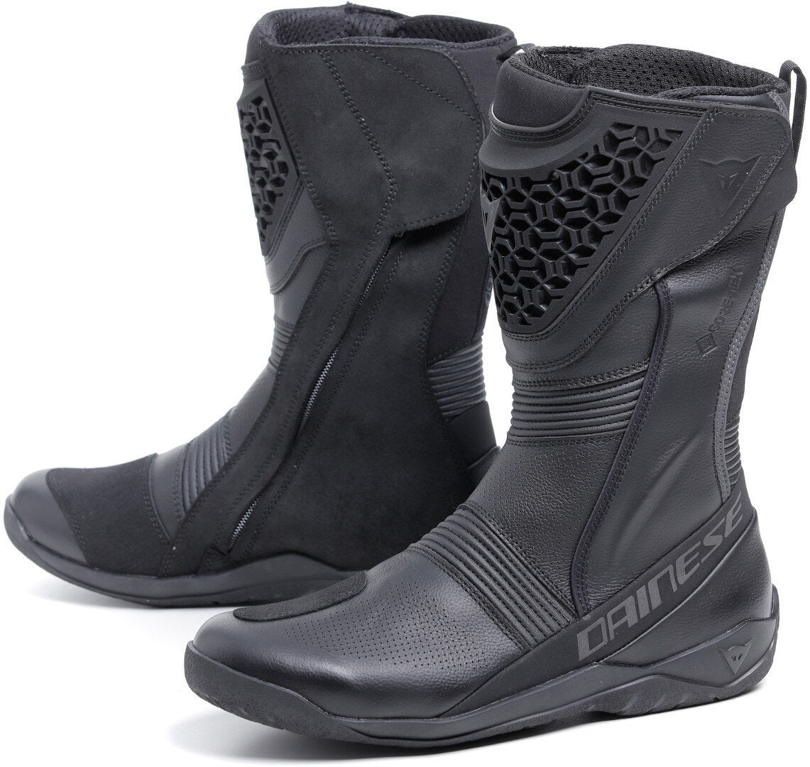 Dainese Fulcrum 3 Gore-Tex motorcycle waterproof boots in black, featuring durable design and secure lacing for riding protection.