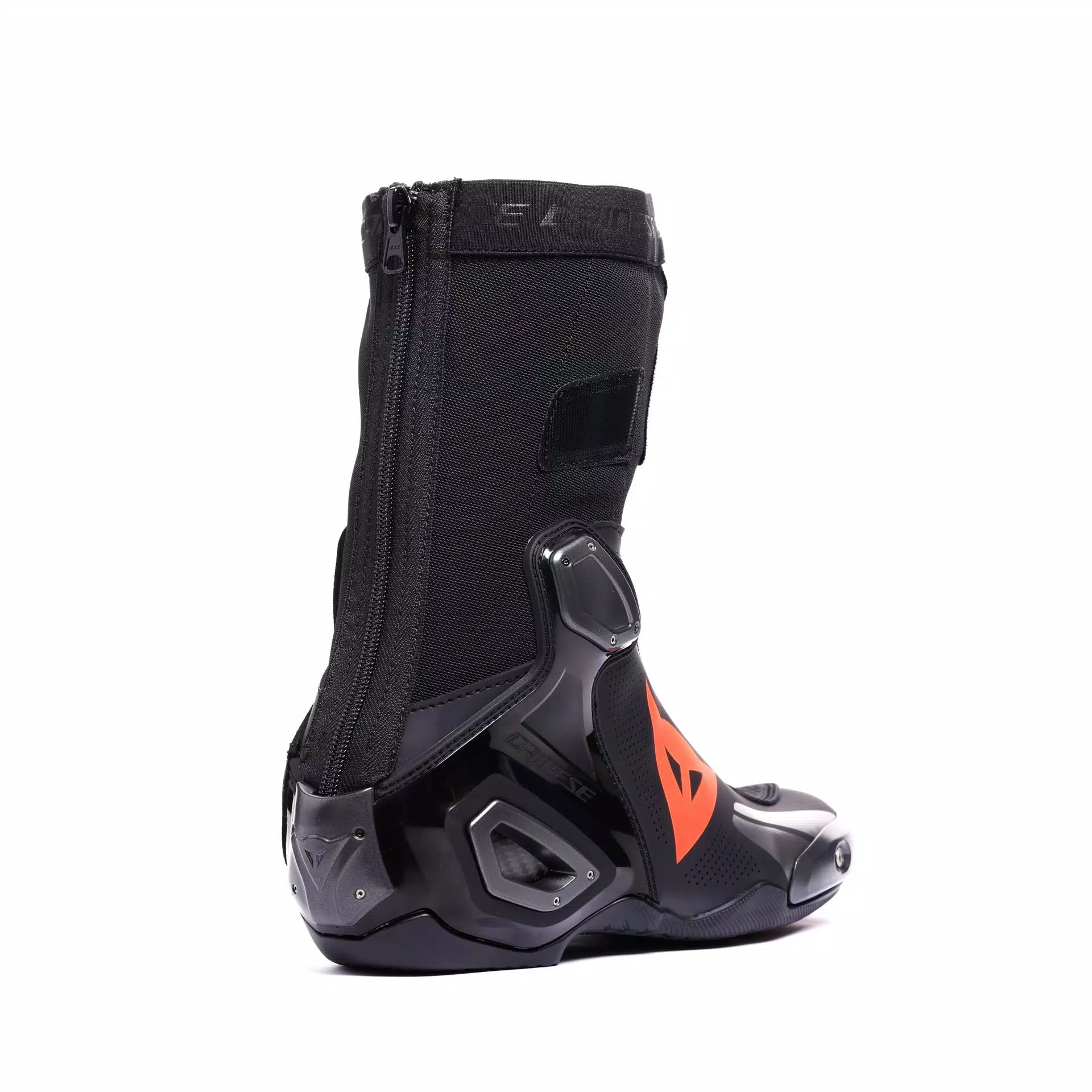 Dainese Axial 2 Air racing summer motorcycle boots in black with red accents, featuring ventilation and protective design.