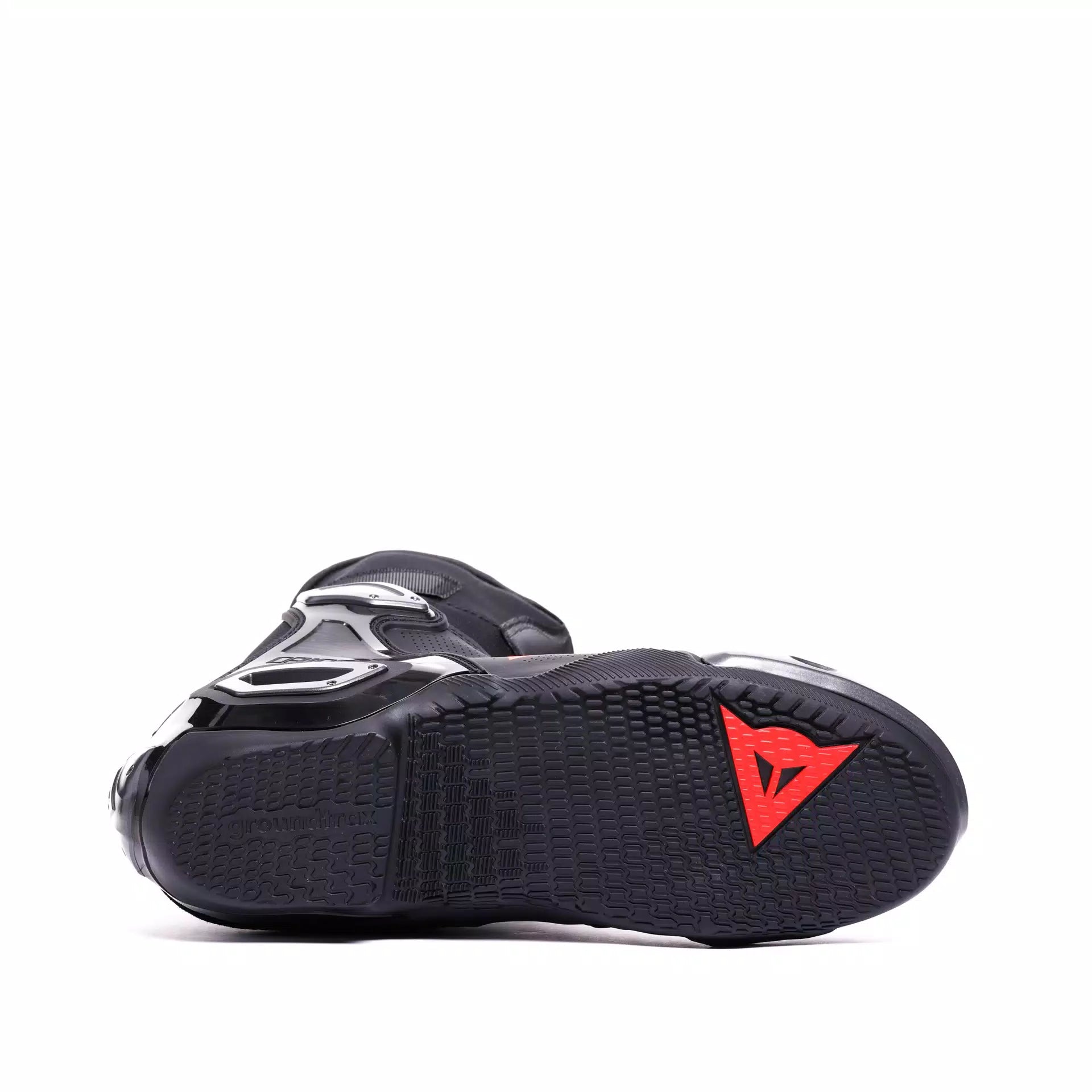 Dainese Axial 2 Air racing summer motorcycle racing boots in black and red with protective features and ventilation.