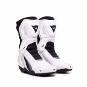 Dainese Nexus 3 black and white racing motorcycle boots with protective design and racing style.