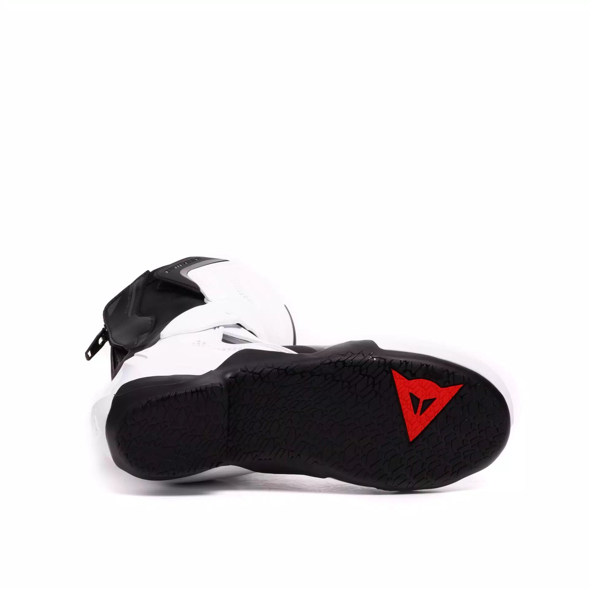 Dainese Nexus 3 black and white racing motorcycle boots with protective design and sturdy construction.