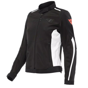 Dainese HydraFlux 2 Air D-Dry Lady black and white women's perforated waterproof motorcycle jacket, breathable and protective.