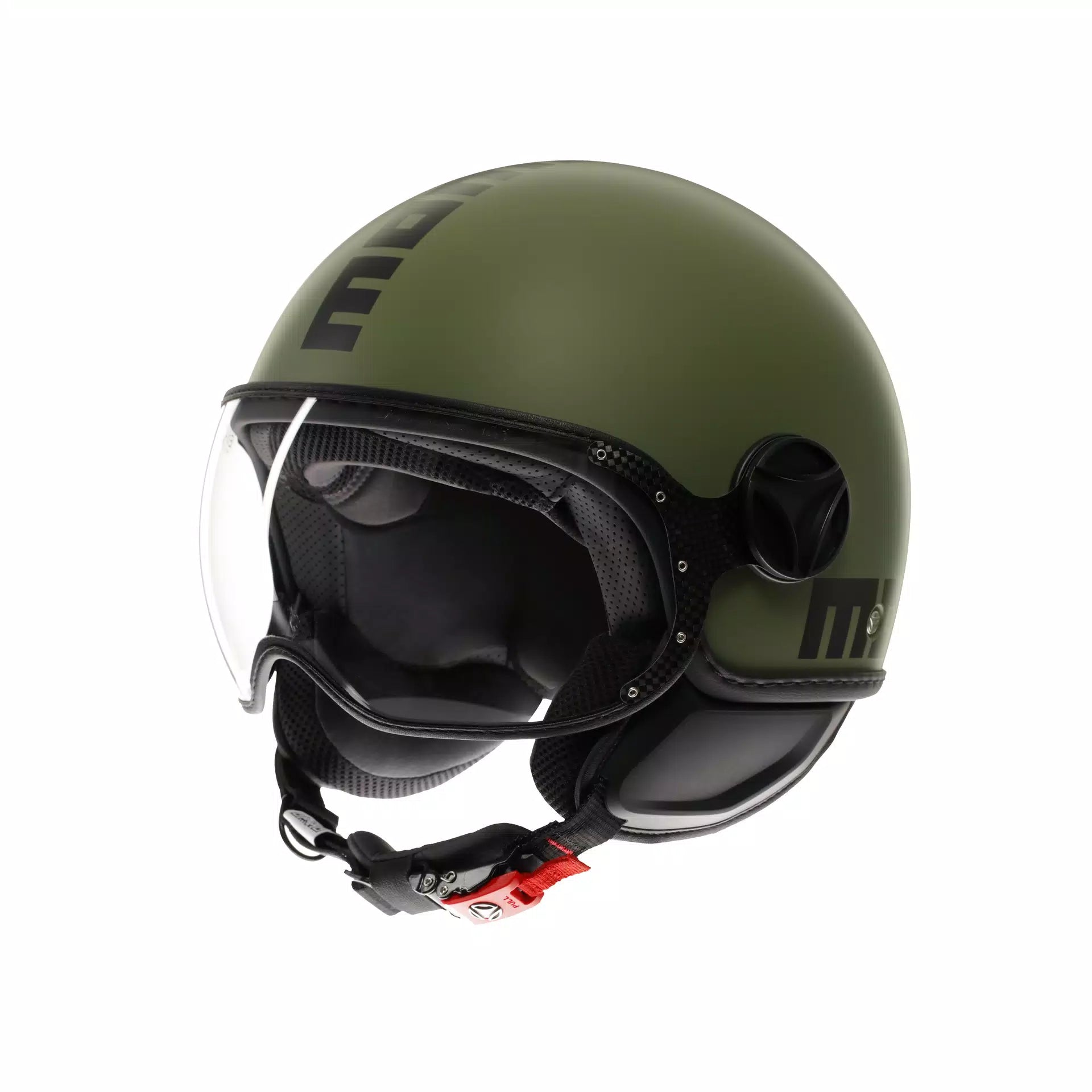 CASCO JET MOMO DESIGN FGTR CLASSIC VERDE MILITARE OPACO/NERO - Sestamarcia Racing Part Italia S.r.l.