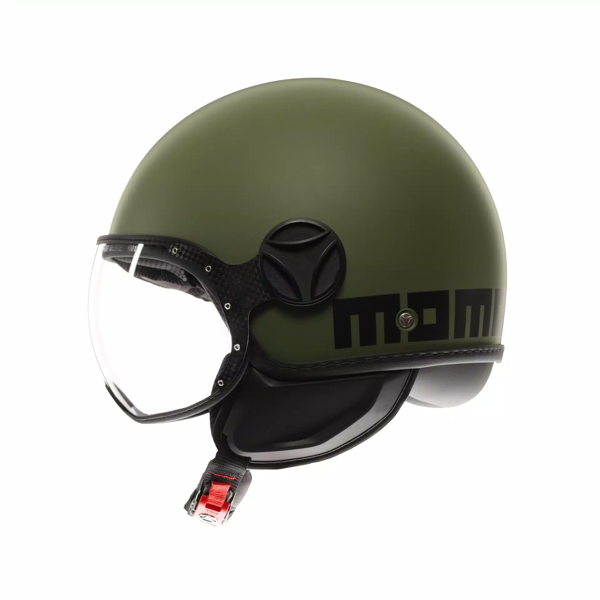 CASCO JET MOMO DESIGN FGTR CLASSIC VERDE MILITARE OPACO/NERO - Sestamarcia Racing Part Italia S.r.l.