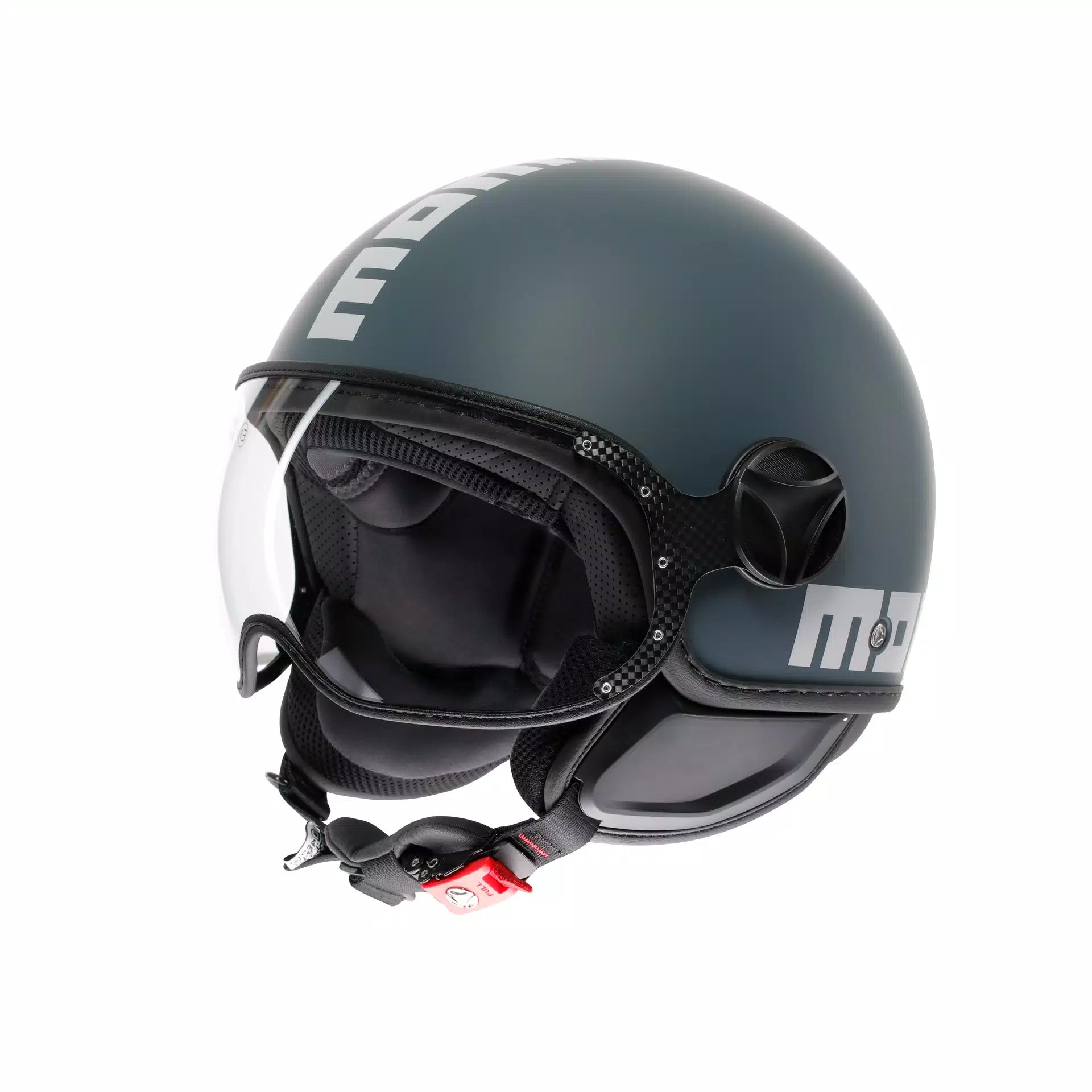 CASCO JET MOMO DESIGN FGTR CLASSIC CANDY GRIGIO OPACO/BIANCO - Sestamarcia Racing Part Italia S.r.l.