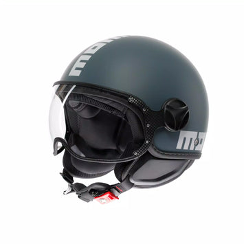 CASCO JET MOMO DESIGN FGTR CLASSIC CANDY GRIGIO OPACO/BIANCO - Sestamarcia Racing Part Italia S.r.l.