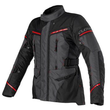GIACCA IN TESSUTO CLOVER MODELLO STORM-4 WP IMPERMEABILE COLORE NERO/GRIGIO/ROSSO
