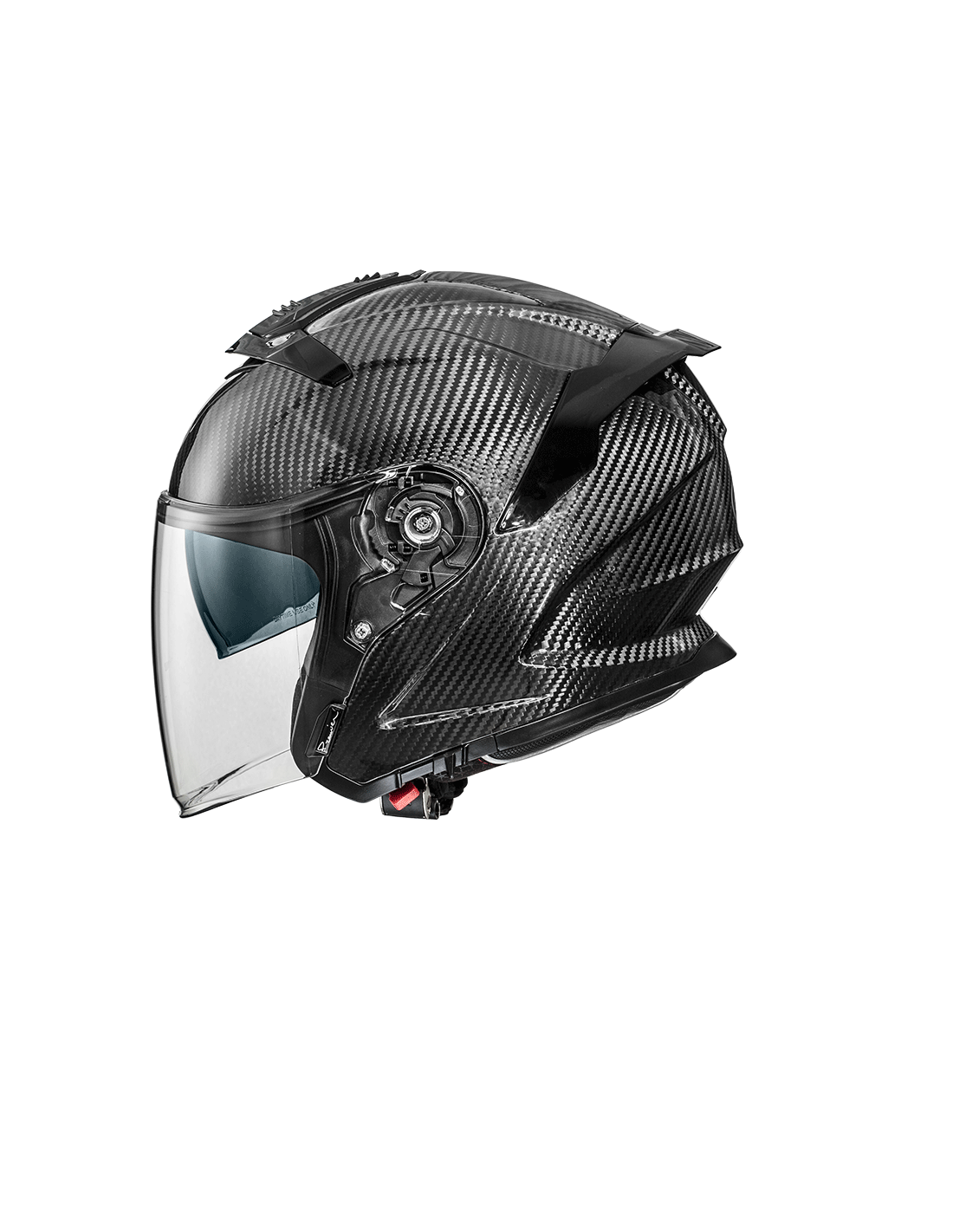 Premier JT-5 Carbon jet motorcycle helmet with sleek design and ventilation, showcasing the carbon fiber finish.