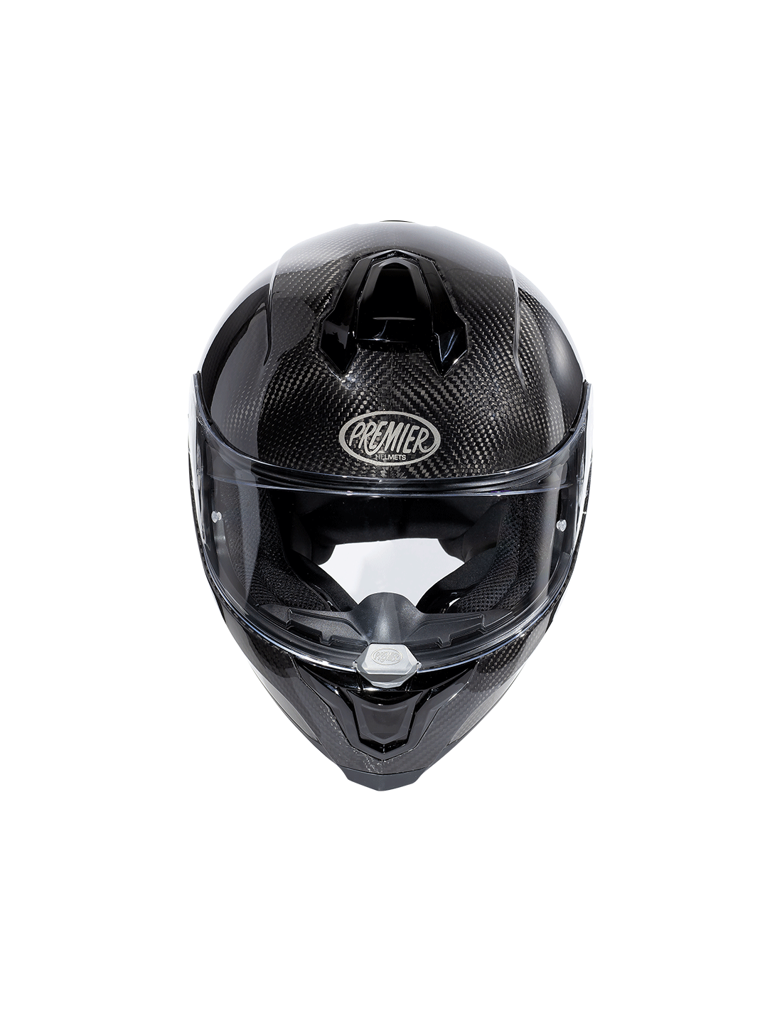 Premier Hyper Carbon full-face motorcycle helmet in sleek black design with ventilation and visor features.