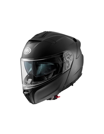 Matte black Premier Legacy GT modular motorcycle helmet with visor and ventilation features.
