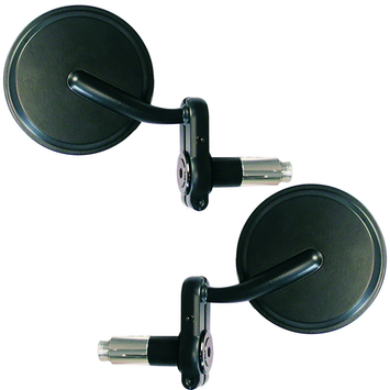 FAR PAIR OF UNIVERSAL BAR END MIRRORS DARK SHIELD MOTORCYCLE RACING MIRRORS