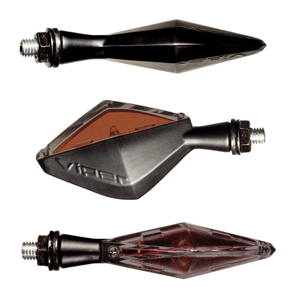 FAR COPPIA MICRO INDICATORI MOTO KNIFE LED VETRO FUMÉ FRECCE LATERALI