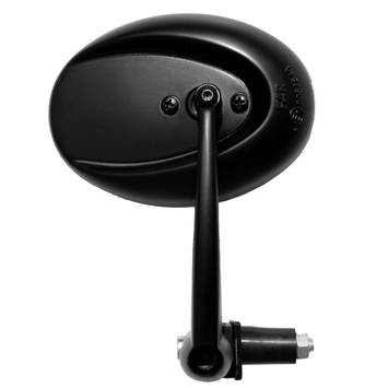 FAR RIGHT BAR END MIRROR UNIVERSAL DARK OVAL BLACK MOTORCYCLE SIDE RIGHT