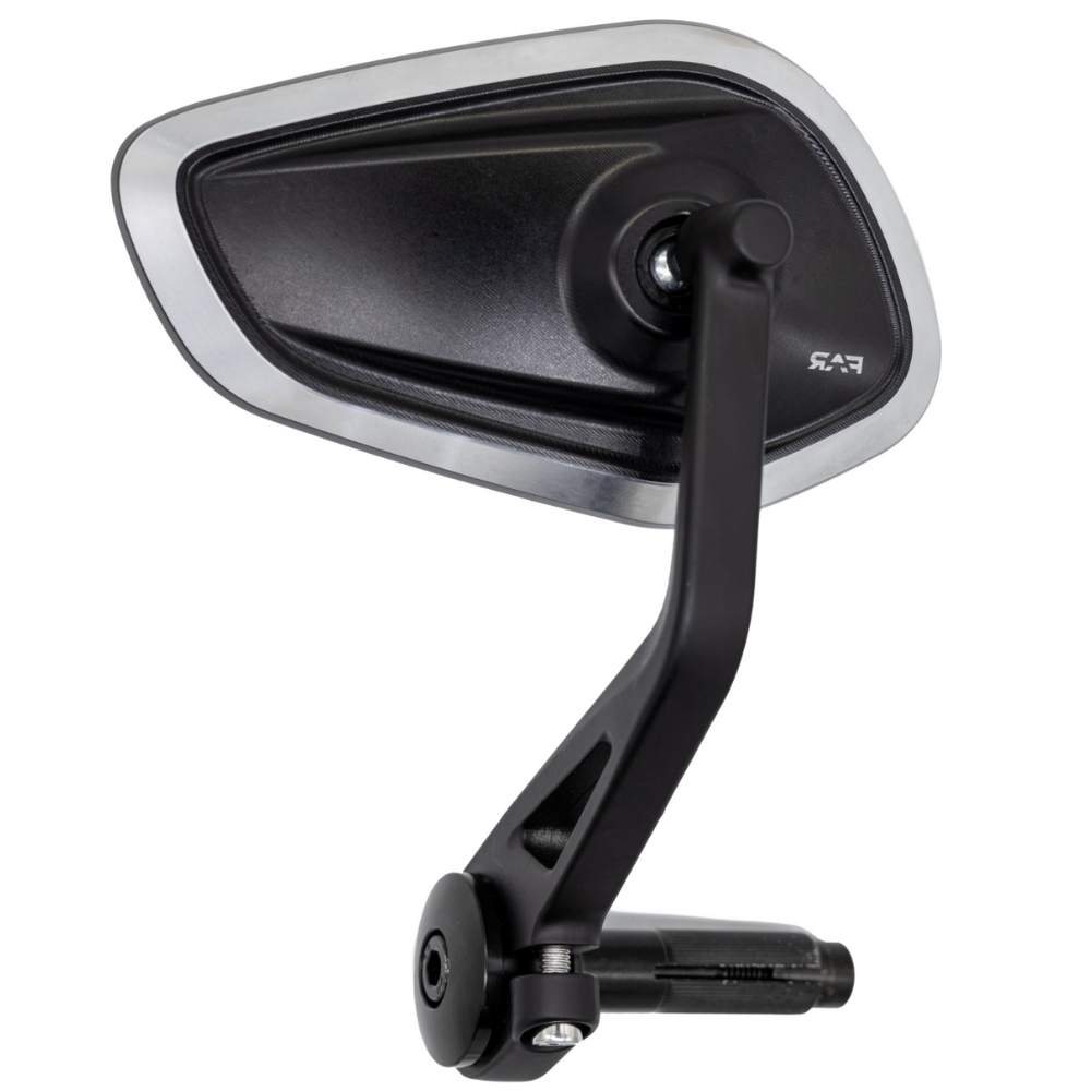 FAR RIGHT REAR VIEW BAR END POLY CNC SIDE MIRROR MOTORCYCLE SCOOTER
