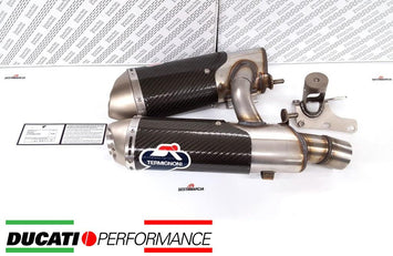 Termignoni carbon exhaust muffler for Ducati Hypermotard 796 2010-2012, showing the sleek carbon fiber finish and exhaust outlet.