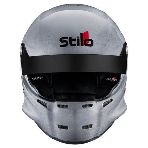 STILO CASCO RALLY STILO ST5 R composite helmet in grey, showcasing front view and FIA 8859-15 certification details.