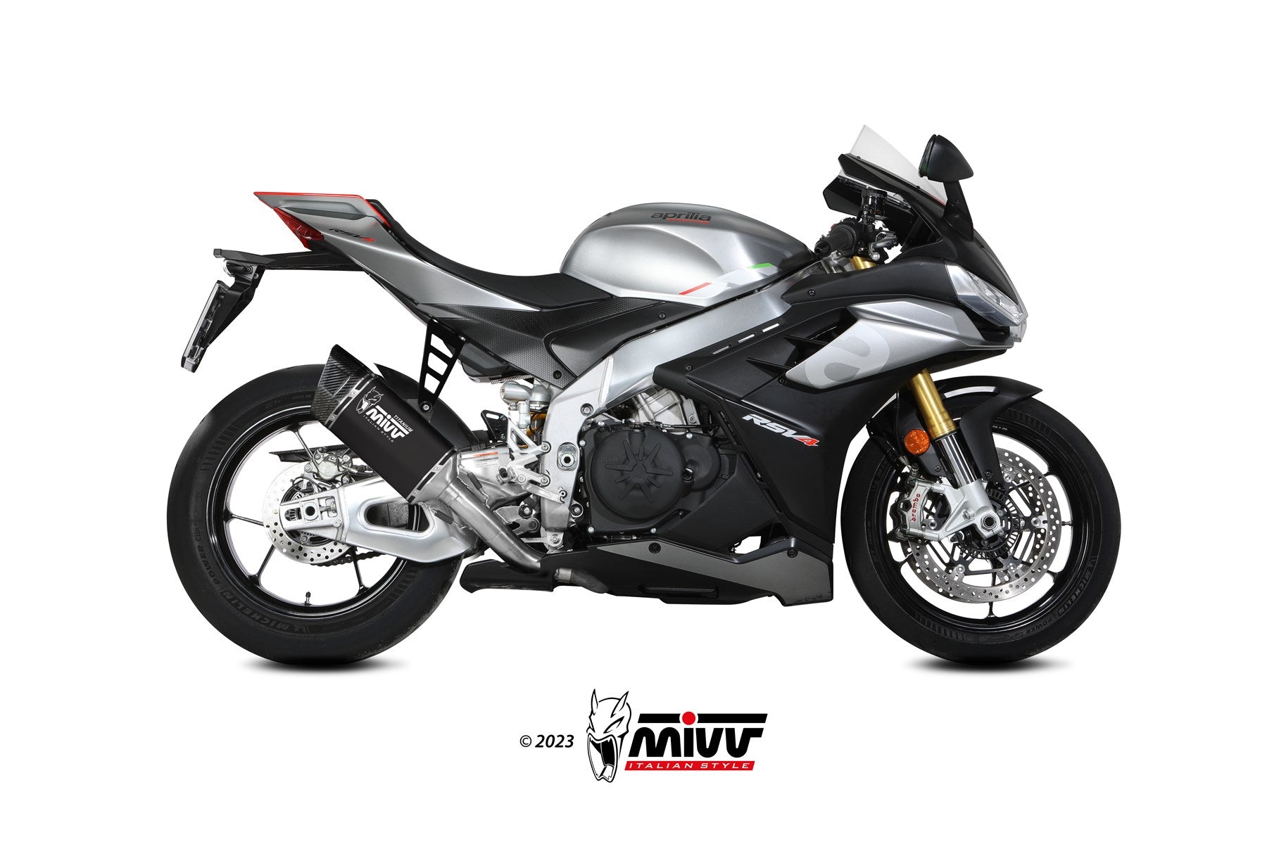 TERMINALE DI SCARICO IN TITANIO NERO RACING MIVV SR-1 APRILIA RSV4 2021 - 2024