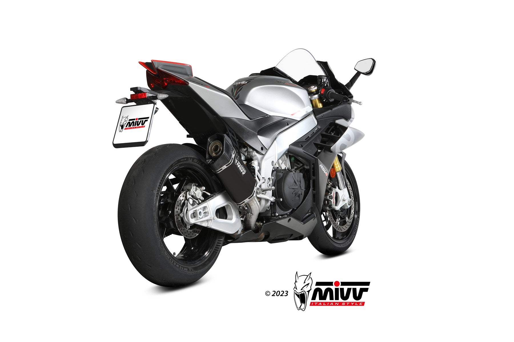 TERMINALE DI SCARICO IN TITANIO NERO RACING MIVV SR-1 APRILIA RSV4 2021 - 2024