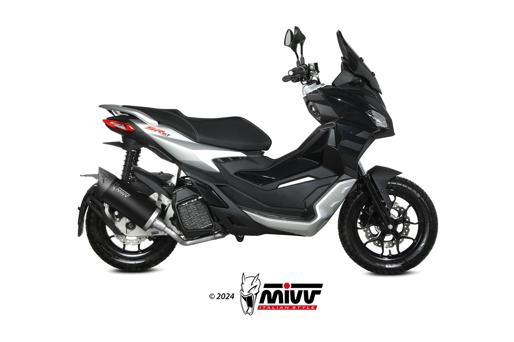 TERMINALE DI SCARICO IN ACCIAIO NERO MIVV MOVER APRILIA SR 200 GT 2022 - 2024