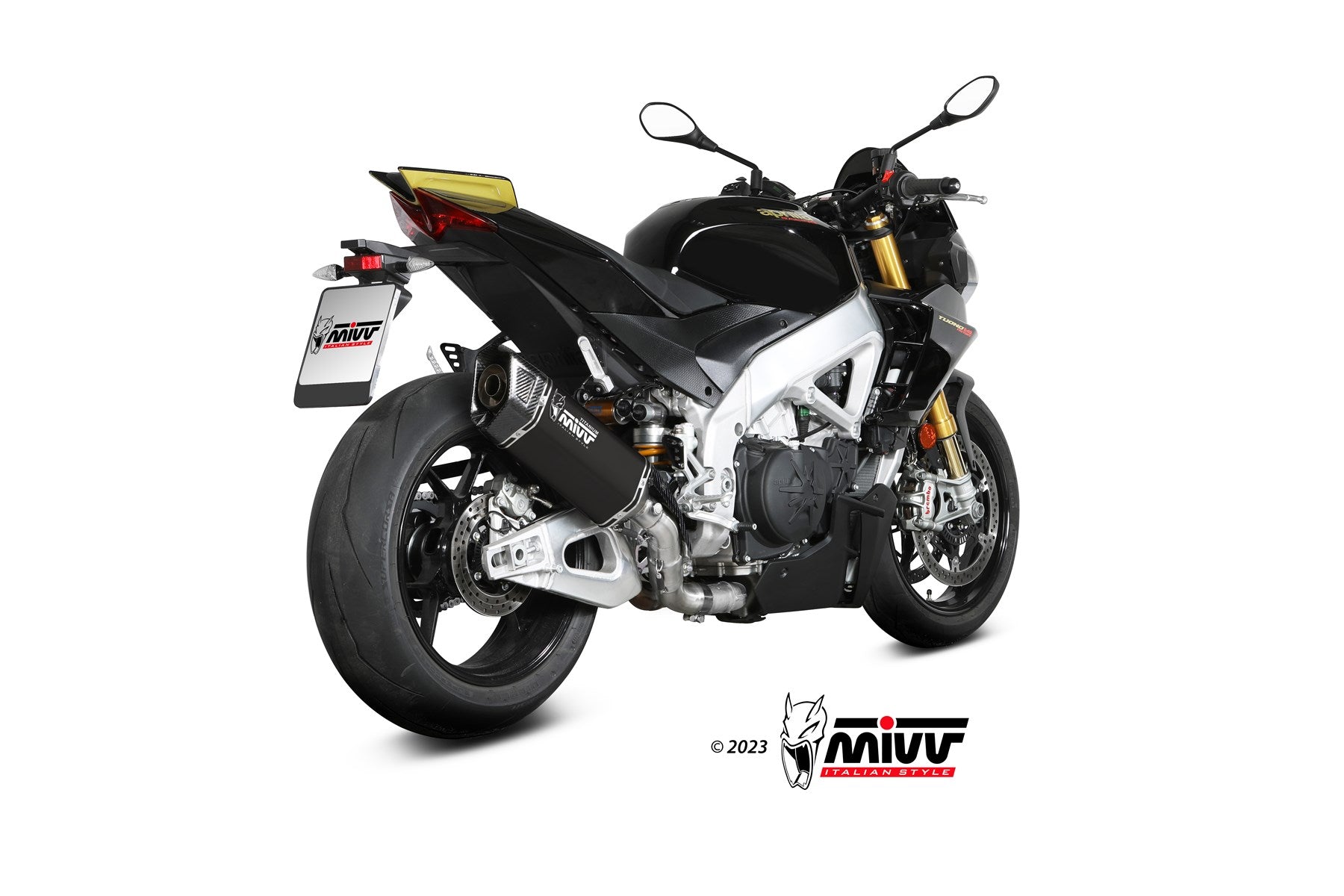 TERMINALE DI SCARICO IN TITANIO NERO MIVV SR-1 APRILIA TUONO V4 1100 2021 - 2024