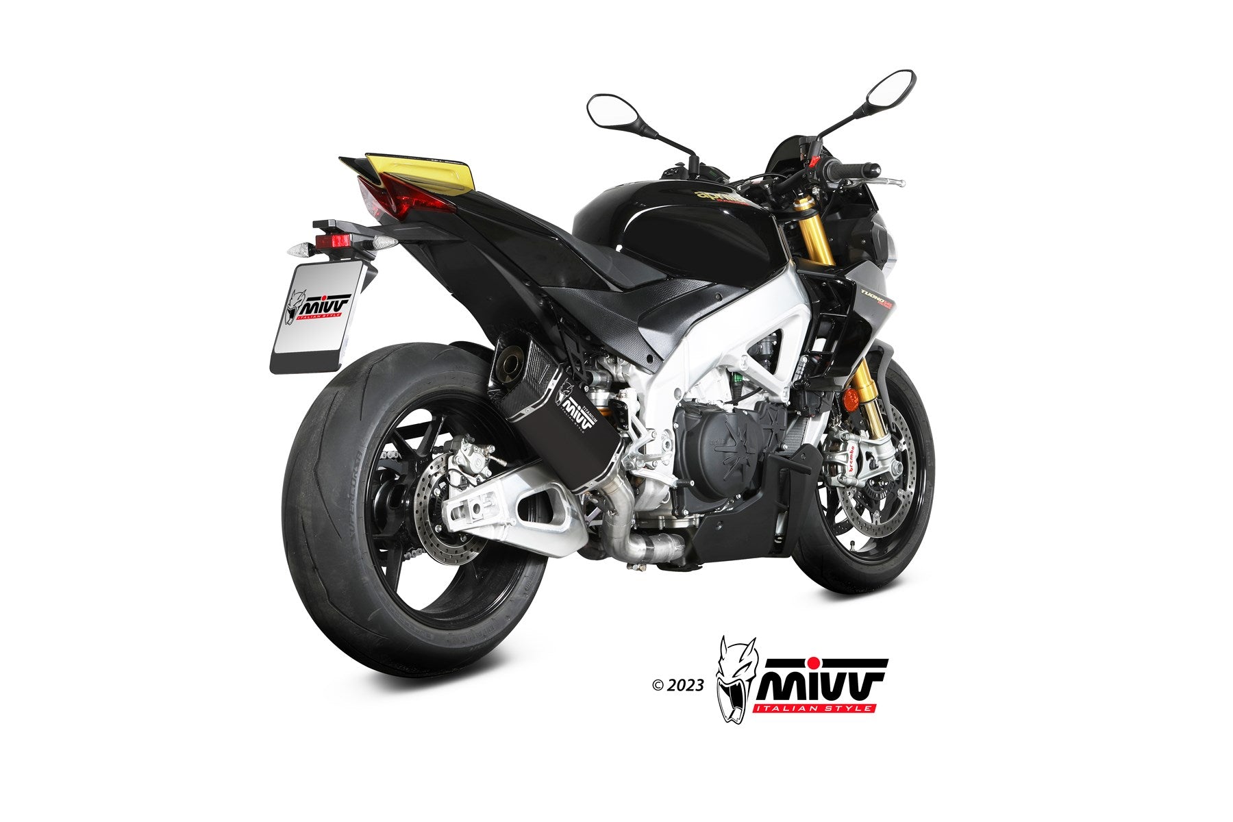 TERMINALE DI SCARICO TITANIO NERO RACING MIVV SR-1 APRILIA TUONO V4 1100 2021-24