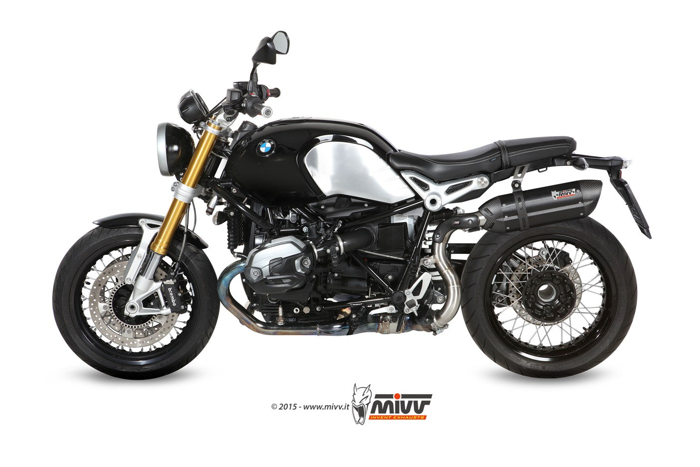 TERMINALE DI SCARICO ALTO IN ACCIAIO INOX NERO MIVV SUONO BMW R NINE T 2014-2020