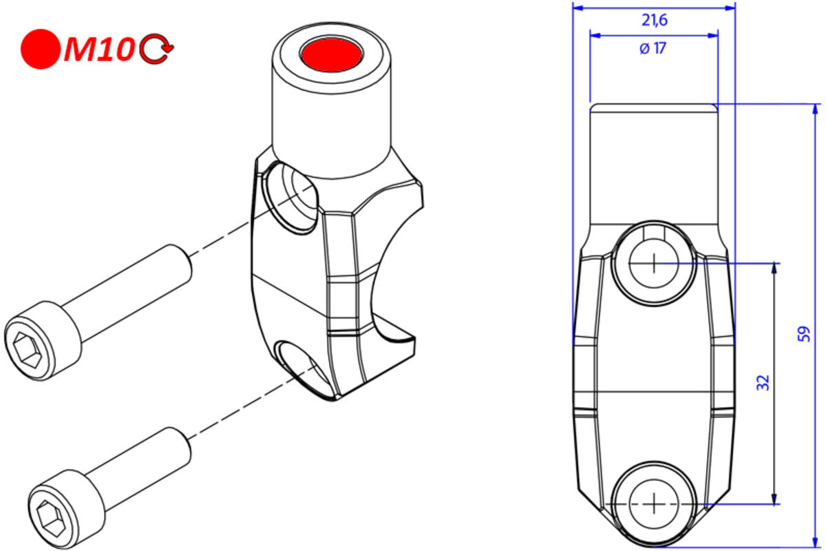 CAVALLOTTO POMPE BREMBO M10 DESTRA CNC RACING MV AGUSTA BRUTALE 1000 RR