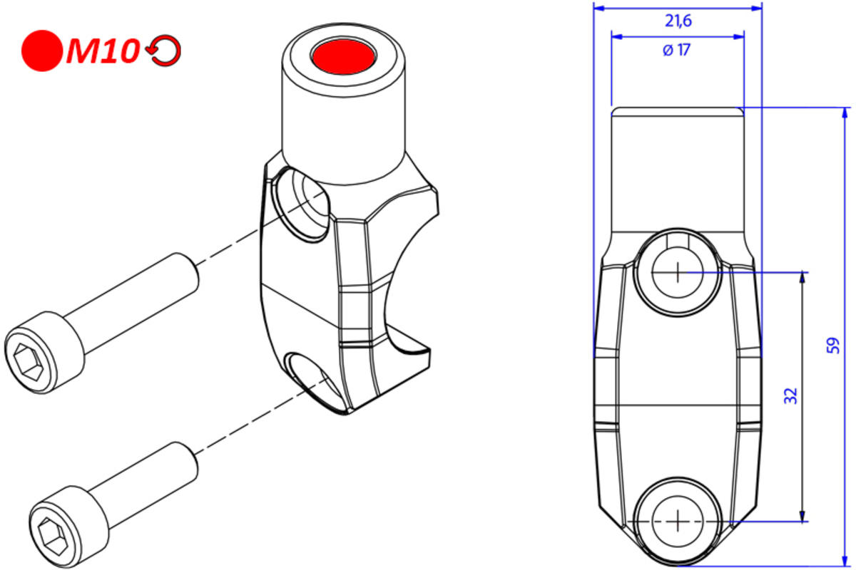 CAVALLOTTO POMPE BREMBO FORO M10 SINISTRA CNC RACING YAMAHA FZ1