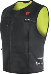 Close-up of DAINESE Smart Jacket D-Air, featuring integrated airbag system for motorcycle safety.