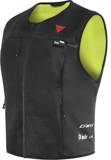 Close-up of DAINESE Smart Jacket D-Air, featuring integrated airbag system for motorcycle safety.