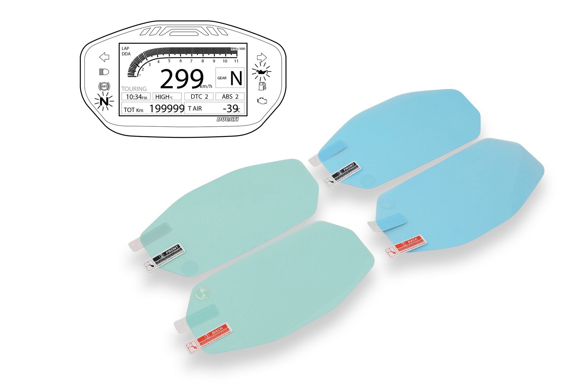 KIT PELLICOLE PROTEZIONE STRUMENTAZIONE CNC RACING DUCATI 955 PANIGALE V2