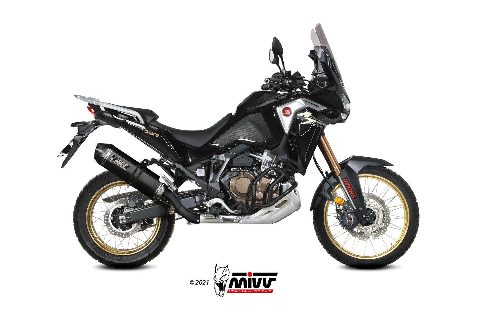 TERMINALI SCARICO INOX NERO MIVV SPEED EDGE HONDA CRF 1100 L AFRICA TWIN 2020-23