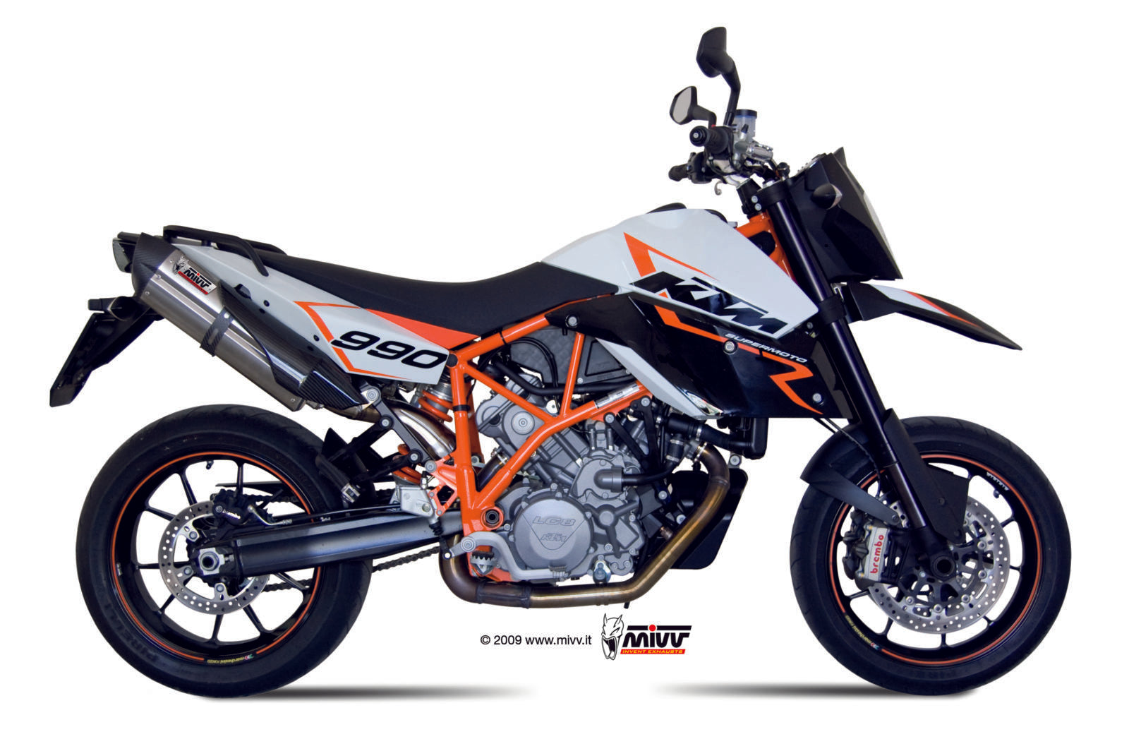 TERMINALI DI SCARICO SILENZIATORE INOX MIVV SUONO KTM 990 SUPERMOTO R 2007 -2013