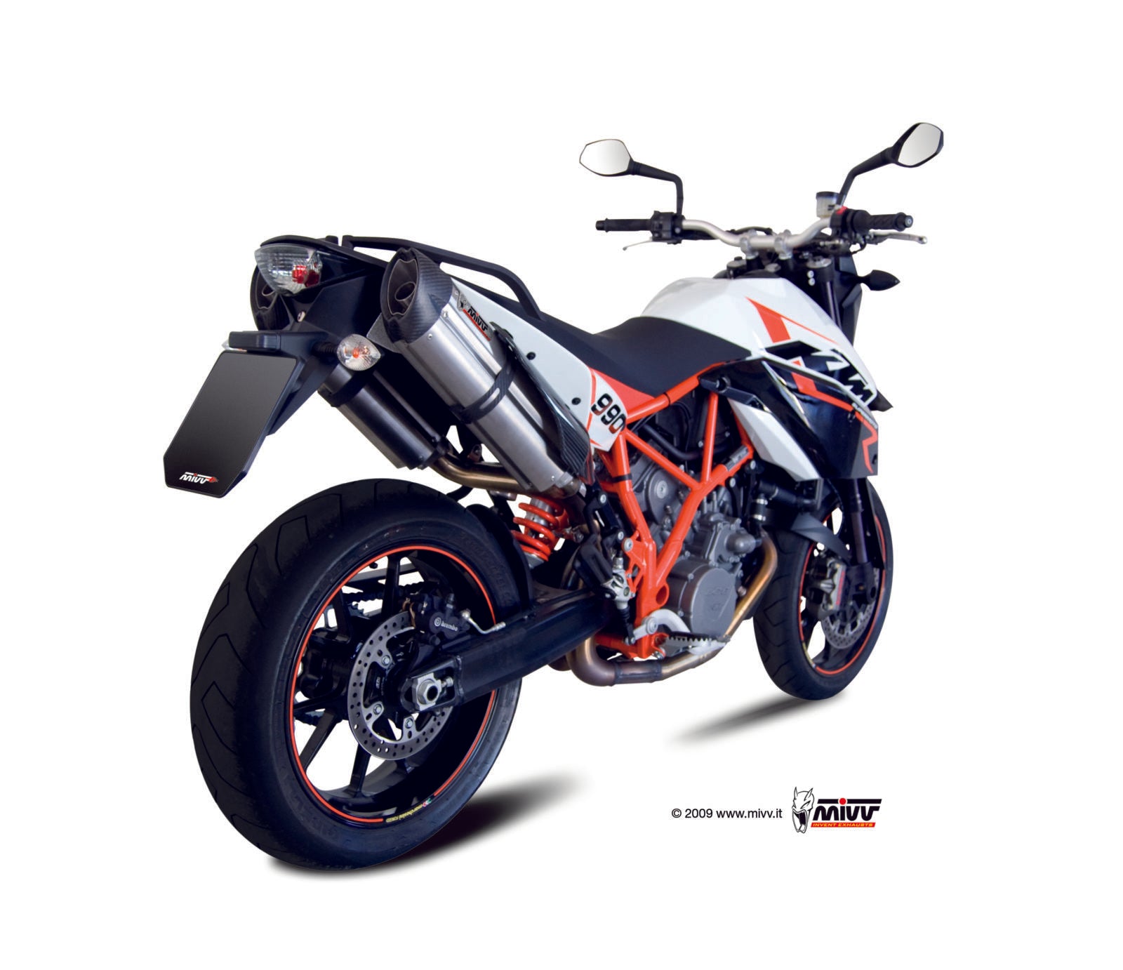 TERMINALI DI SCARICO SILENZIATORE INOX MIVV SUONO KTM 990 SUPERMOTO R 2007 -2013