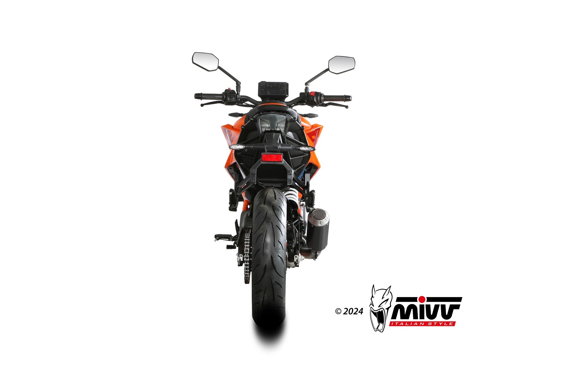 TERMINALE DI SCARICO ALTO IN ACCIAIO INOX NERO RACING MIVV MK3 KTM 390 DUKE 2024