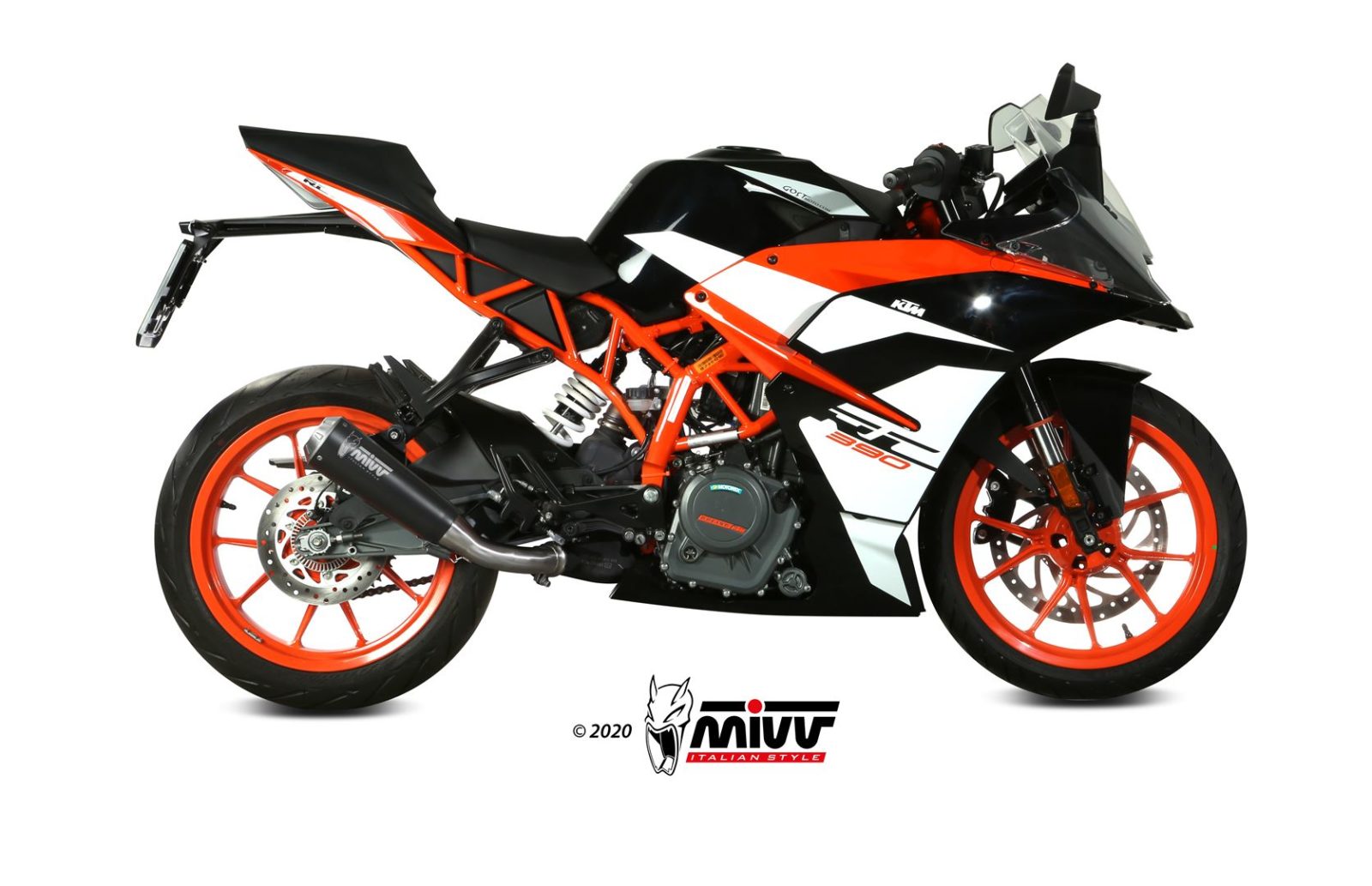 TERMINALE DI SCARICO IN ACCIAIO INOX NERO MIVV X-M1 KTM RC 390 2017 - 2020