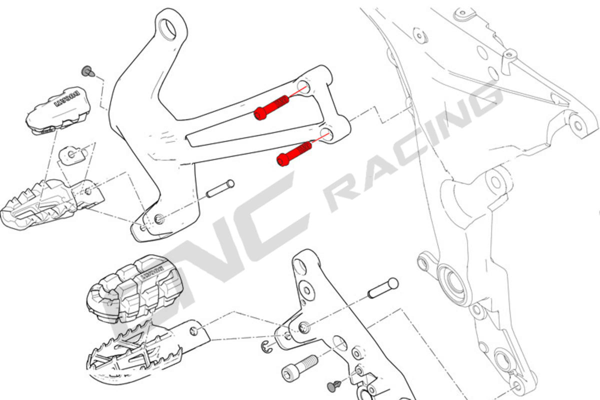 VITI SUPPORTO PEDANE PASSEGGERO TITANIO CNC RACING DUCATI MULTISTRADA 950