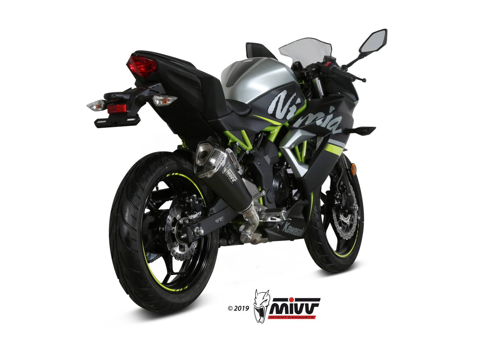 TERMINALI DI SCARICO INOX NERO MIVV DELTA RACE KAWASAKI NINJA 125 2019-2024