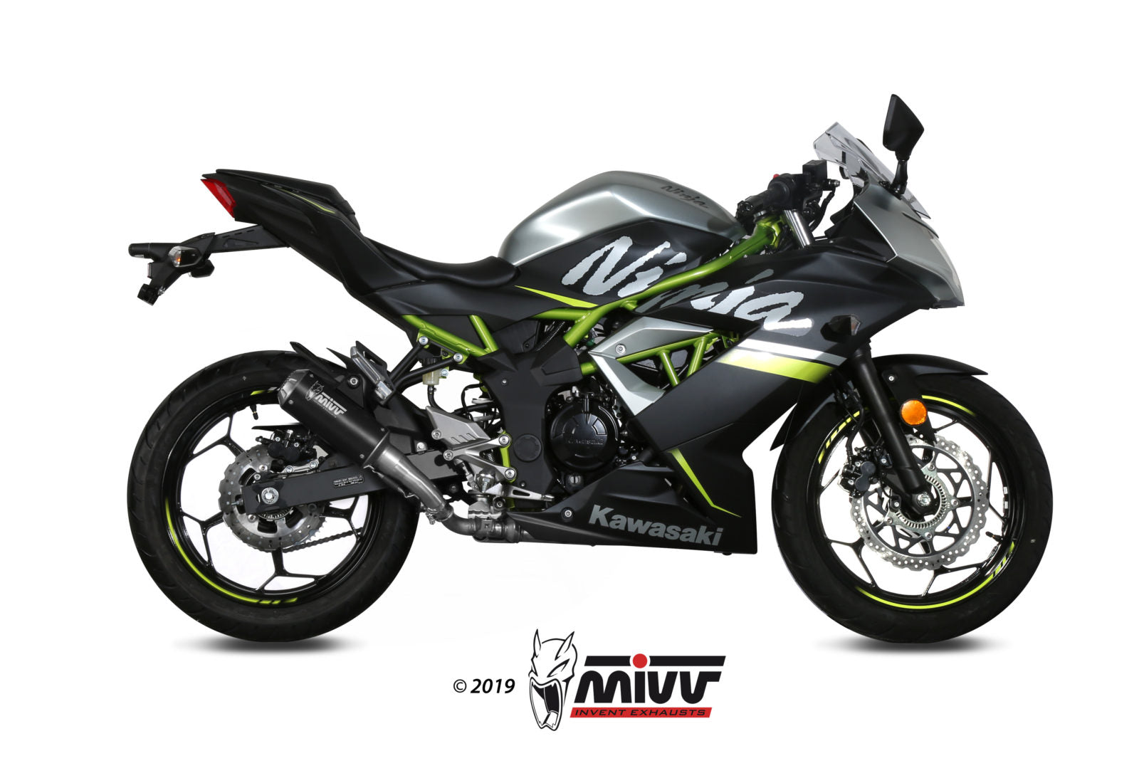 TERMINALI DI SCARICO INOX NERO RACING MIVV MK3 KAWASAKI NINJA 125 2019 - 2024