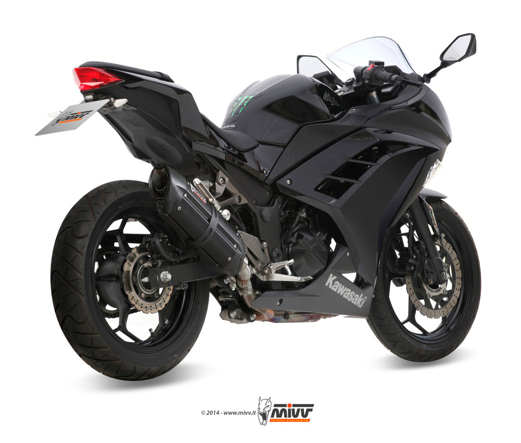 TERMINALI DI SCARICO ACCIAIO INOX NERO MIVV SUONO KAWASAKI NINJA 300 2013 - 2016