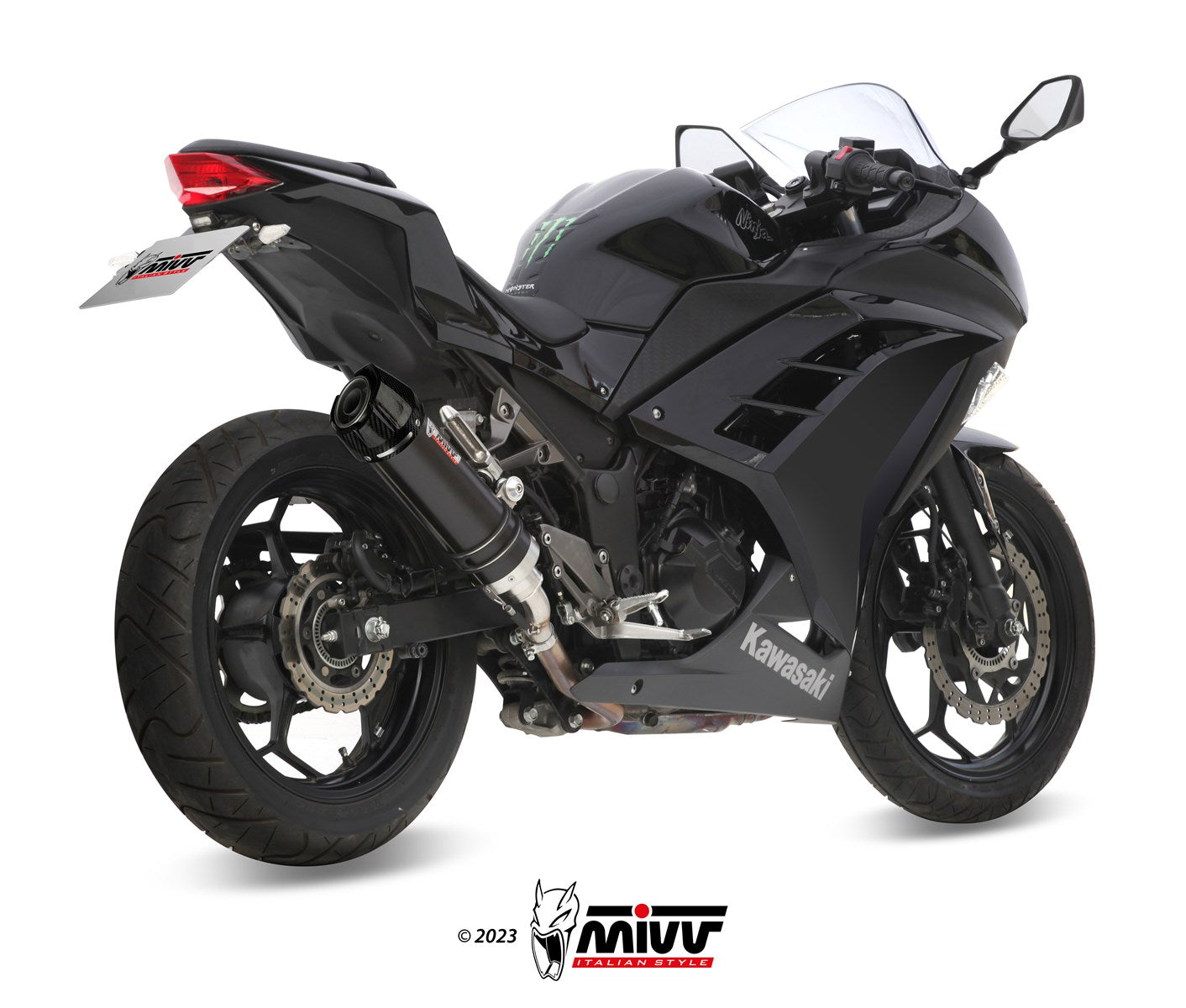 TERMINALI DI SCARICO IN ACCIAIO INOX NERO MIVV GP KAWASAKI NINJA 300 2013 - 2016