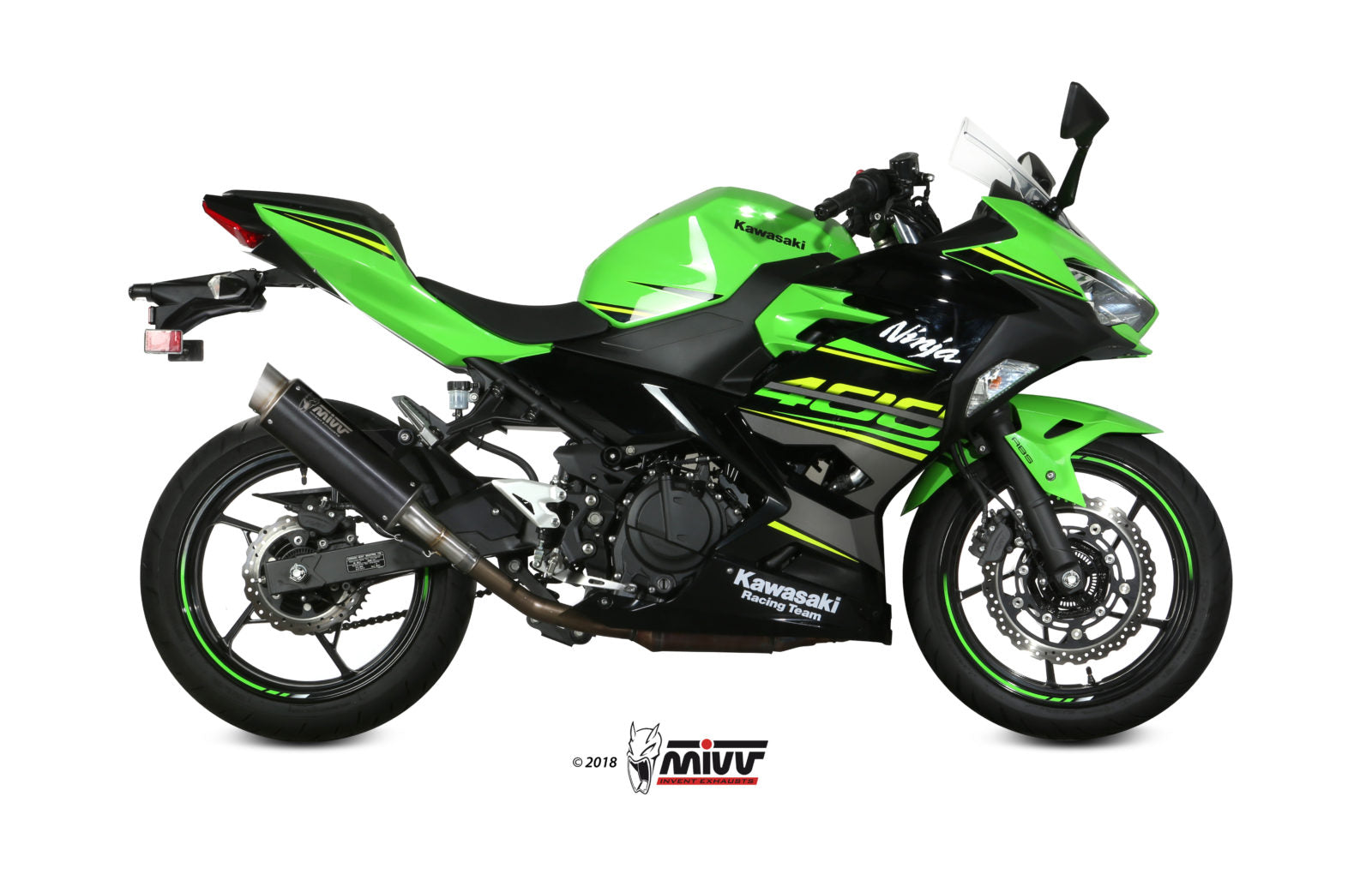 TERMINALI DI SCARICO ACCIAIO INOX NERO MIVV GPPRO KAWASAKI NINJA 400 2018 - 2023