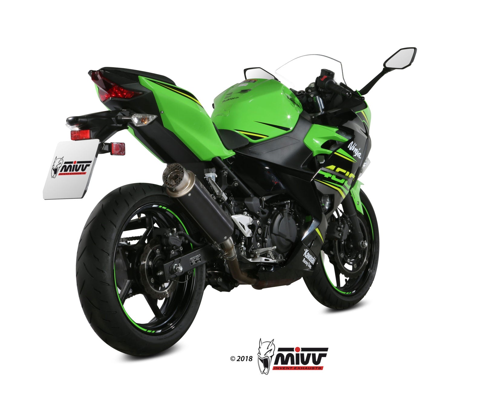 TERMINALI DI SCARICO ACCIAIO INOX NERO MIVV GPPRO KAWASAKI NINJA 400 2018 - 2023